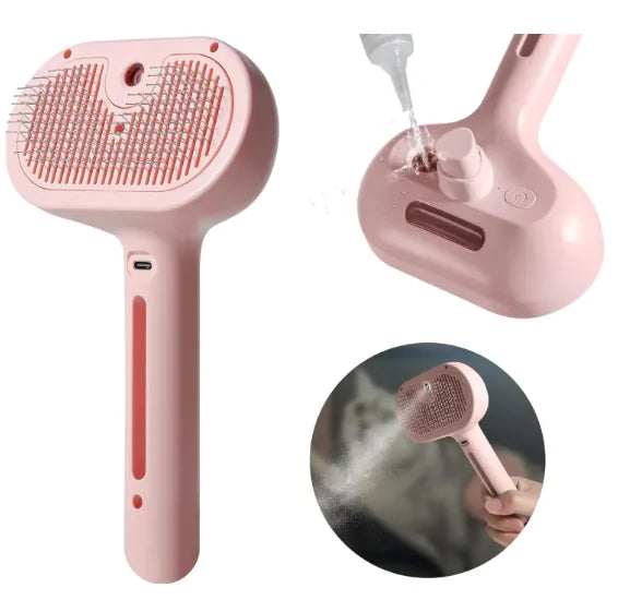 2-in-1 Pet Grooming Spray Brush - Reduces Shedding by 95% for Dogs & Cats