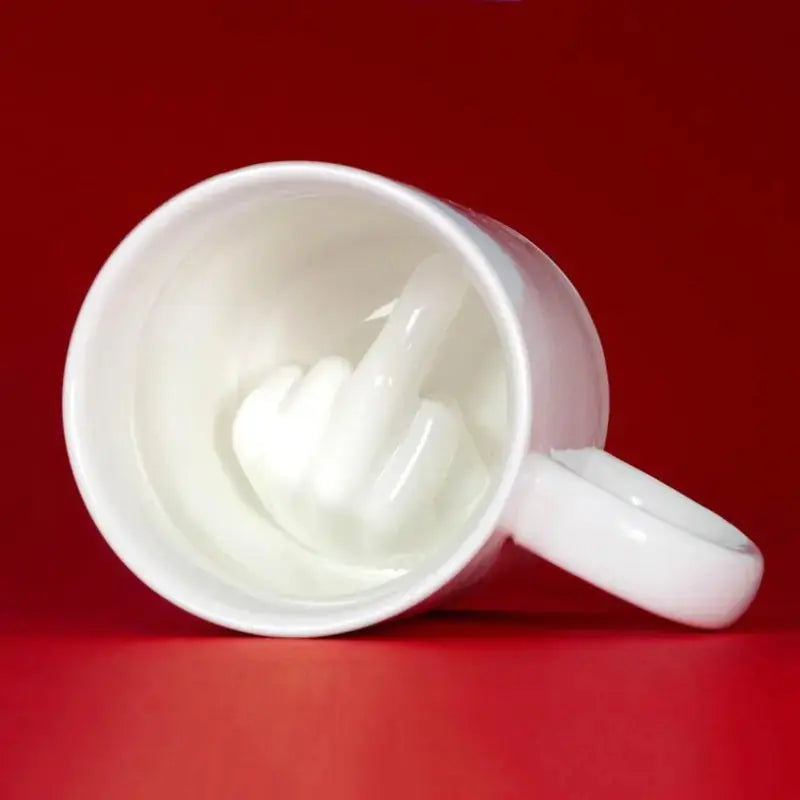 Middle Finger Ceramic Mug 350ml - Premium White Coffee Cup with Hidden Surprise | Funny Office Gift Viral product 2026