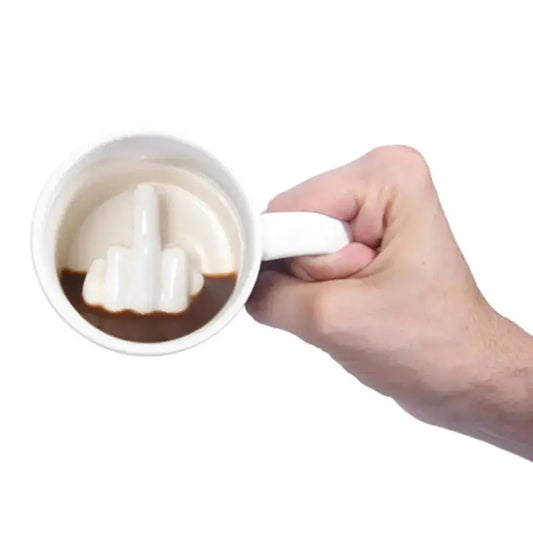 Middle Finger Ceramic Mug 350ml - Premium White Coffee Cup with Hidden Surprise | Funny Office Gift Viral product 2026