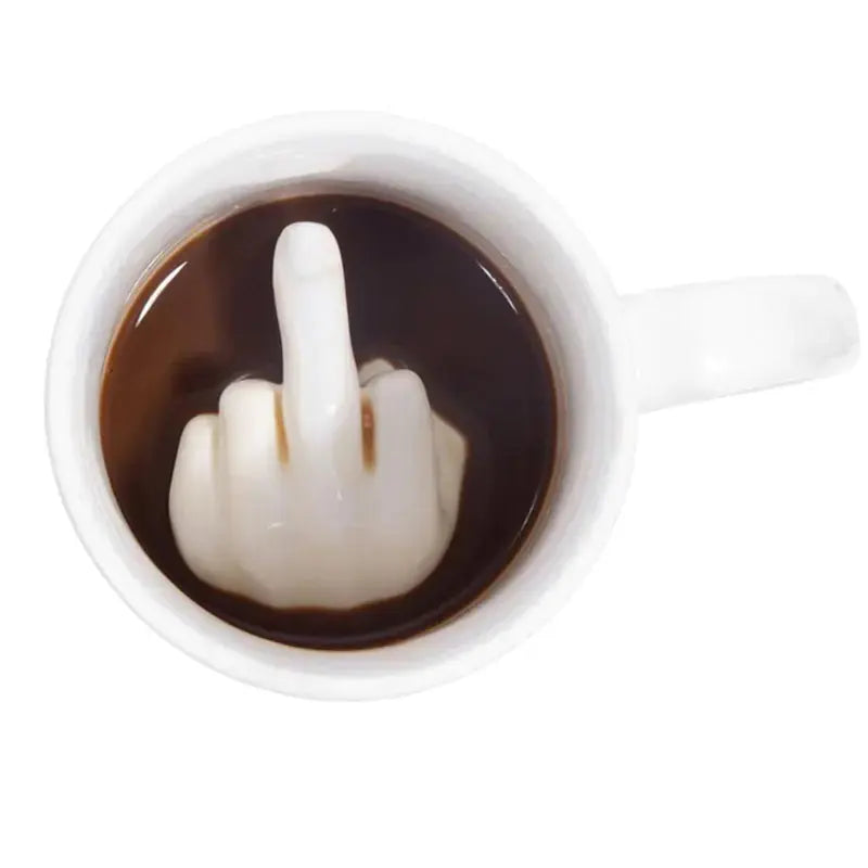 Middle Finger Ceramic Mug 350ml - Premium White Coffee Cup with Hidden Surprise | Funny Office Gift Viral product 2026