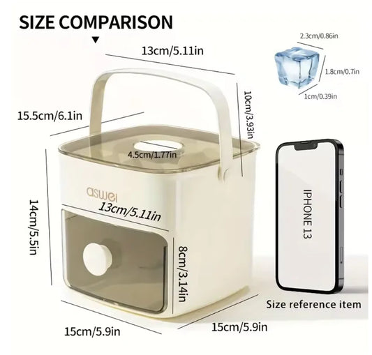 Portable Ice Box - Double-Layer Ice Maker with 48 Compartments | Countertop Ice Storage