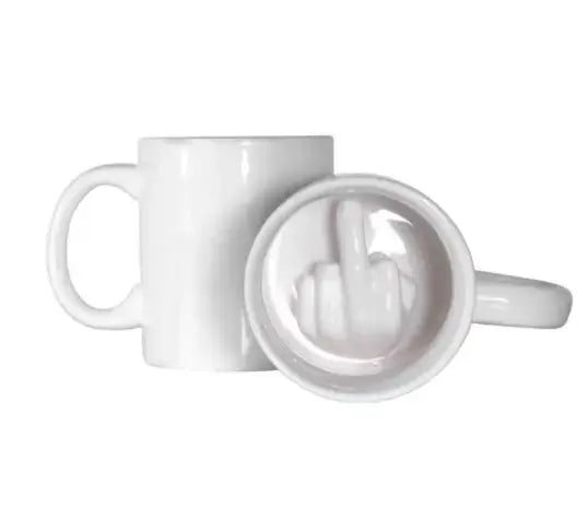 Middle Finger Ceramic Mug 350ml - Premium White Coffee Cup with Hidden Surprise | Funny Office Gift Viral product 2026