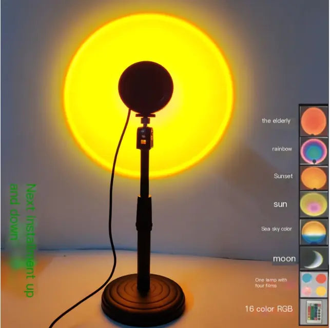 Sunset Projection Lamp - 16 RGB Colors LED Mood Light | 180° Rotatable Ambient Lighting
