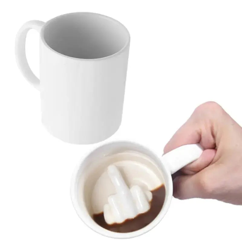 Middle Finger Ceramic Mug 350ml - Premium White Coffee Cup with Hidden Surprise | Funny Office Gift Viral product 2026