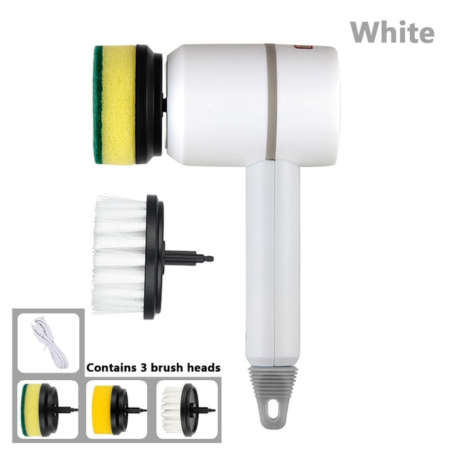 Electric Cleaning Brush - 3 Interchangeable Heads for Bathroom, Kitchen & More