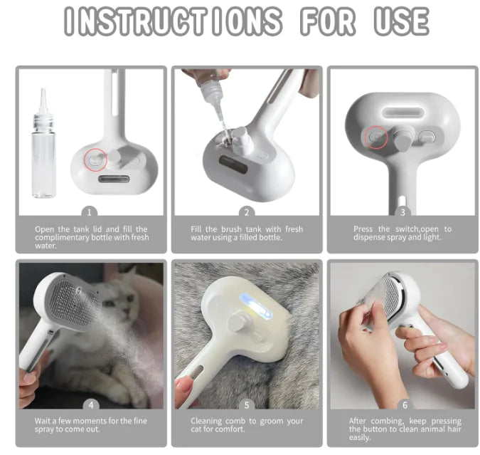 2-in-1 Pet Grooming Spray Brush - Reduces Shedding by 95% for Dogs & Cats